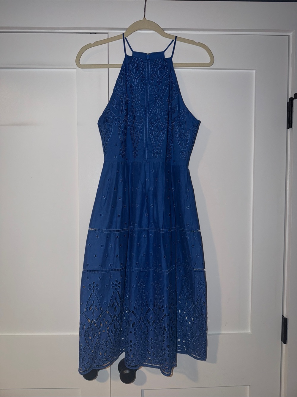 Parker Royal Blue Eyelet Halter Midi Dress